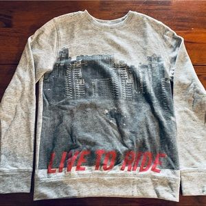 Joe Fresh, Live To Ride Skateboard Graphic Crew Neck, Grey, size Xl boys